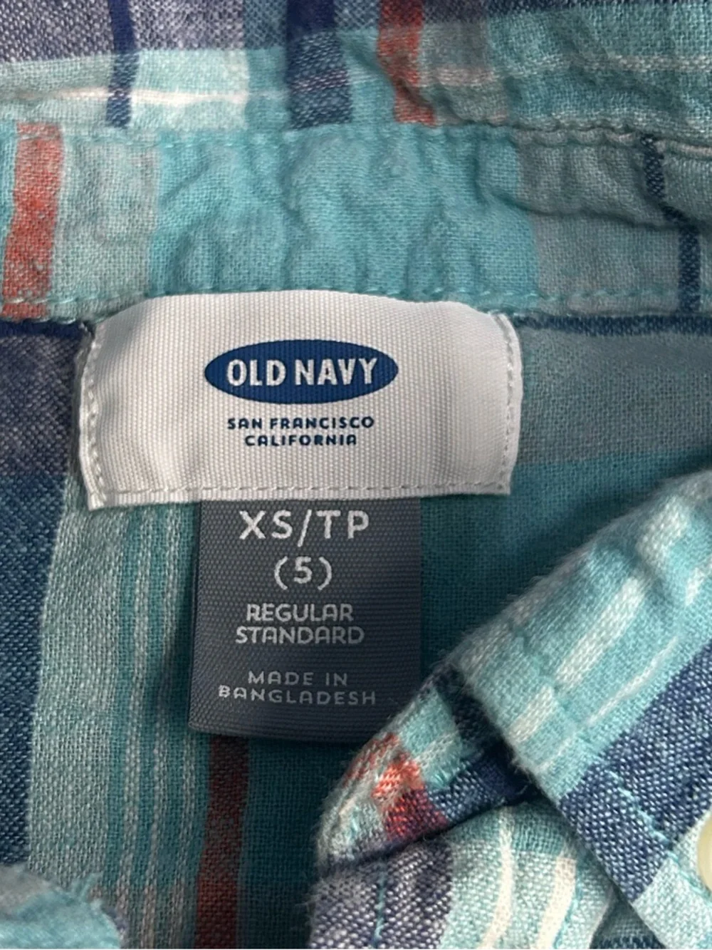 5 for $25🔥Old Navy Blue Plaid Button Front Shirt Boys XS (5T)‎